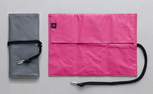 【ウエダ美粧堂化粧筆】組紐筆ケース(グレー/ピンク)BC-G-01